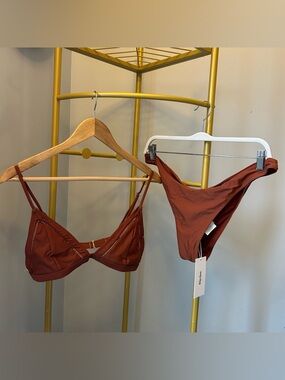 Rhythm.  Women’s chocolate brown Two-Piece bikini hi cut bottom Swim Set size XL